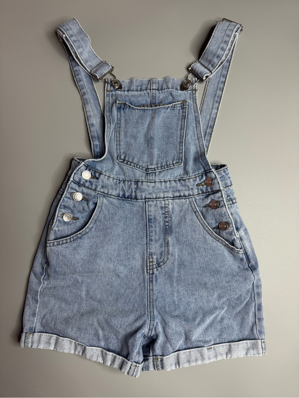 SHEIN Light Blue Denim Short Overalls